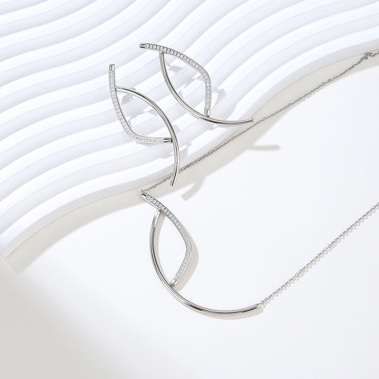 2020 Gold Bow Necklace Bracelet Earrings Set for Women Delicate Titanium Steel Ribbon Bow Chain Necklace Bracelet Jewelry Gift