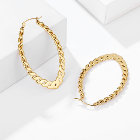 Braided Oval Hoops Earrings