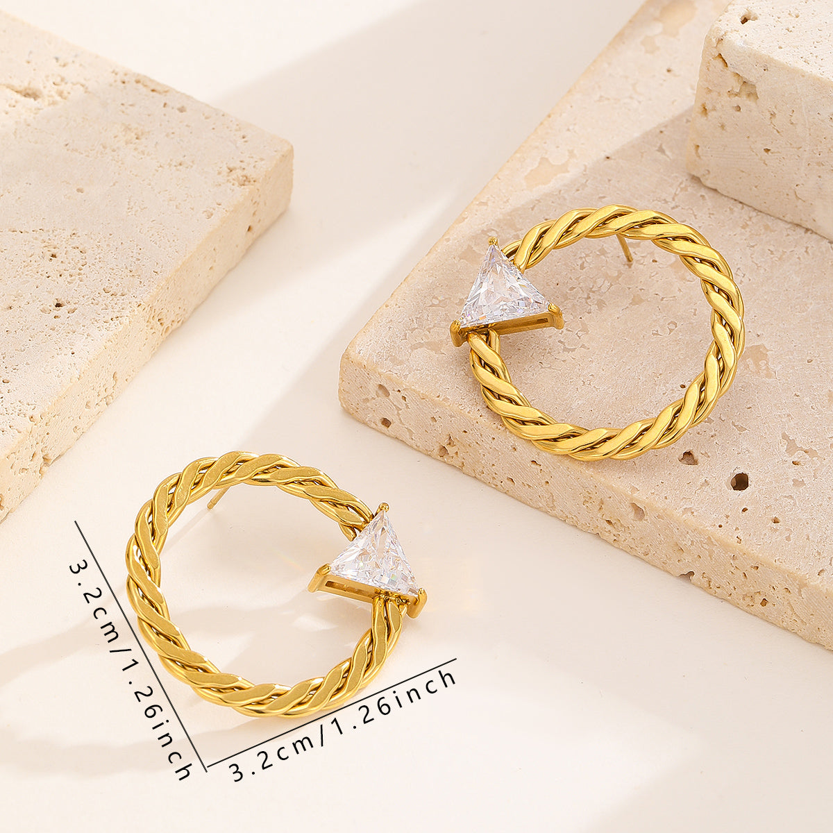 Braided Hoops With Shiny Diamond Earrings