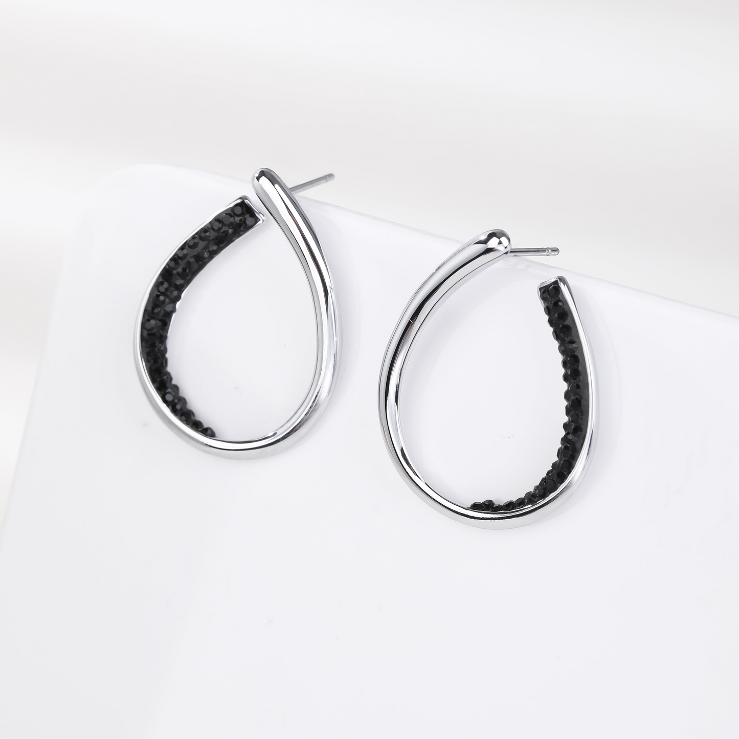 Pave Diamond Hoops Earrings