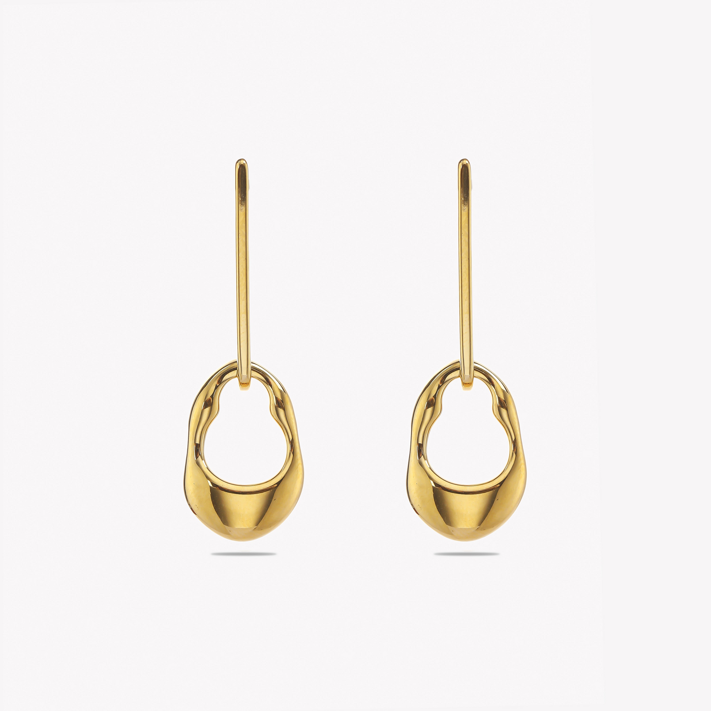 Linked Golden Curved Oval Hoops