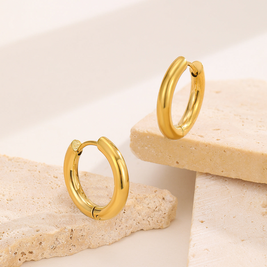 Golden Round Hoops Earrings