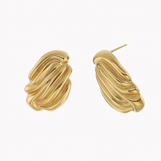 Textured Vintage Wavy Studs Earrings