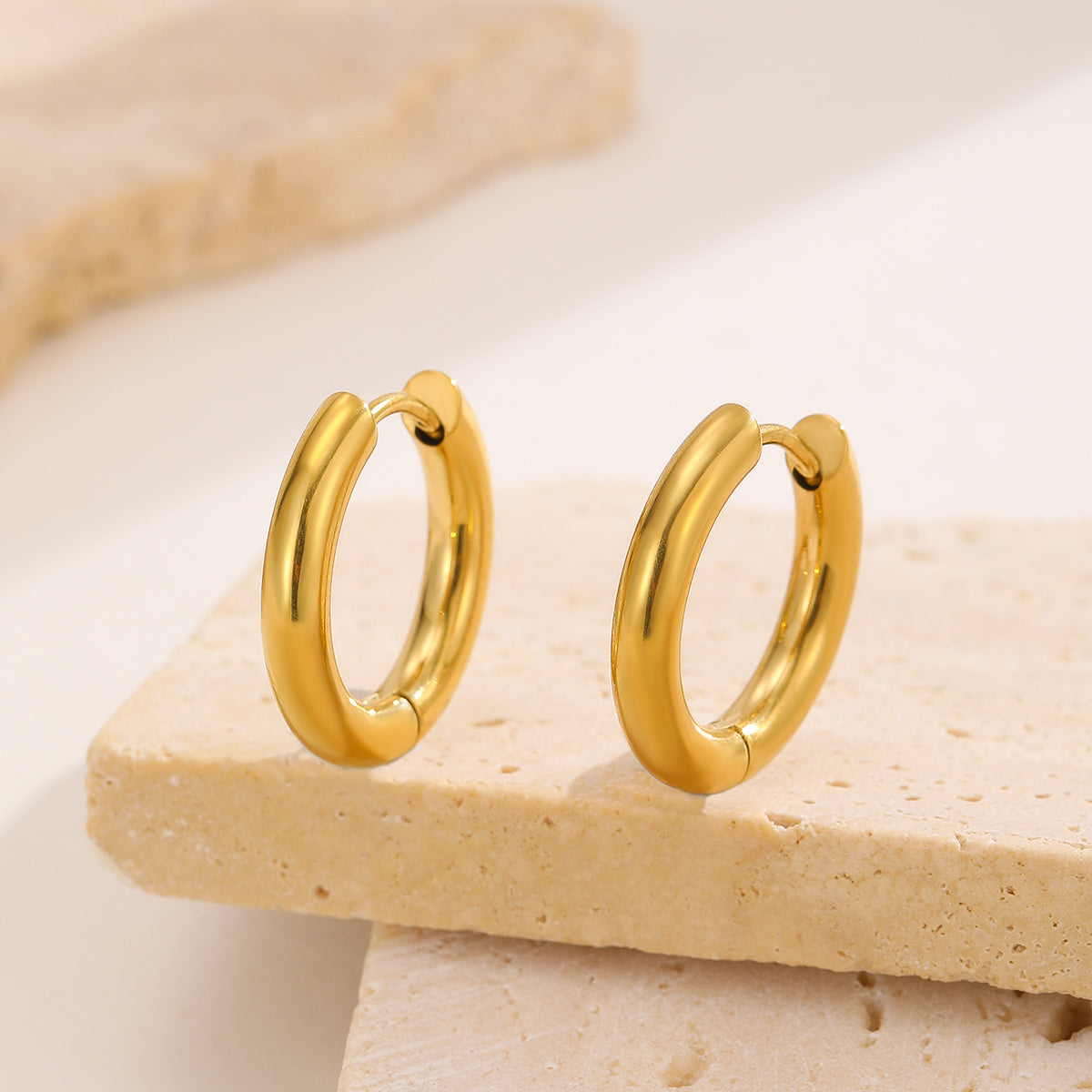 Golden Round Hoops Earrings