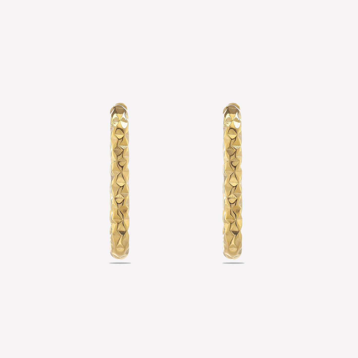 Pretty Golden Textured Rectangular Hoops