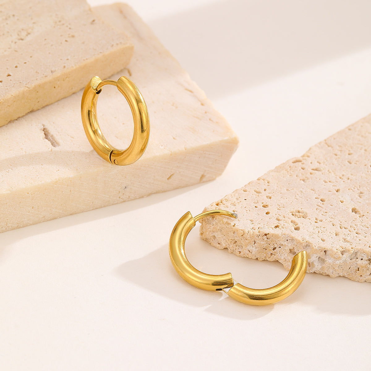 Golden Round Hoops Earrings