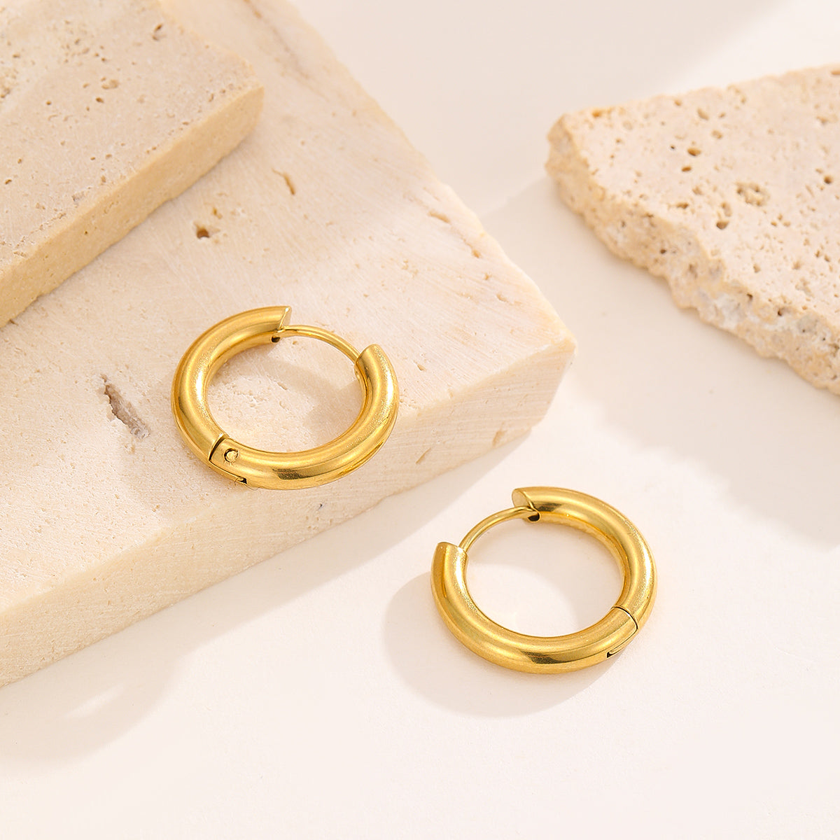 Golden Round Hoops Earrings