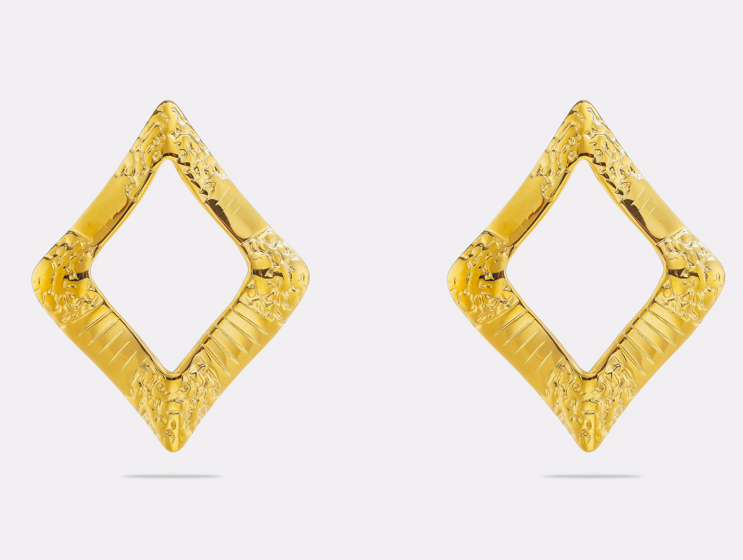 Textured Open Square Hoops Earrings