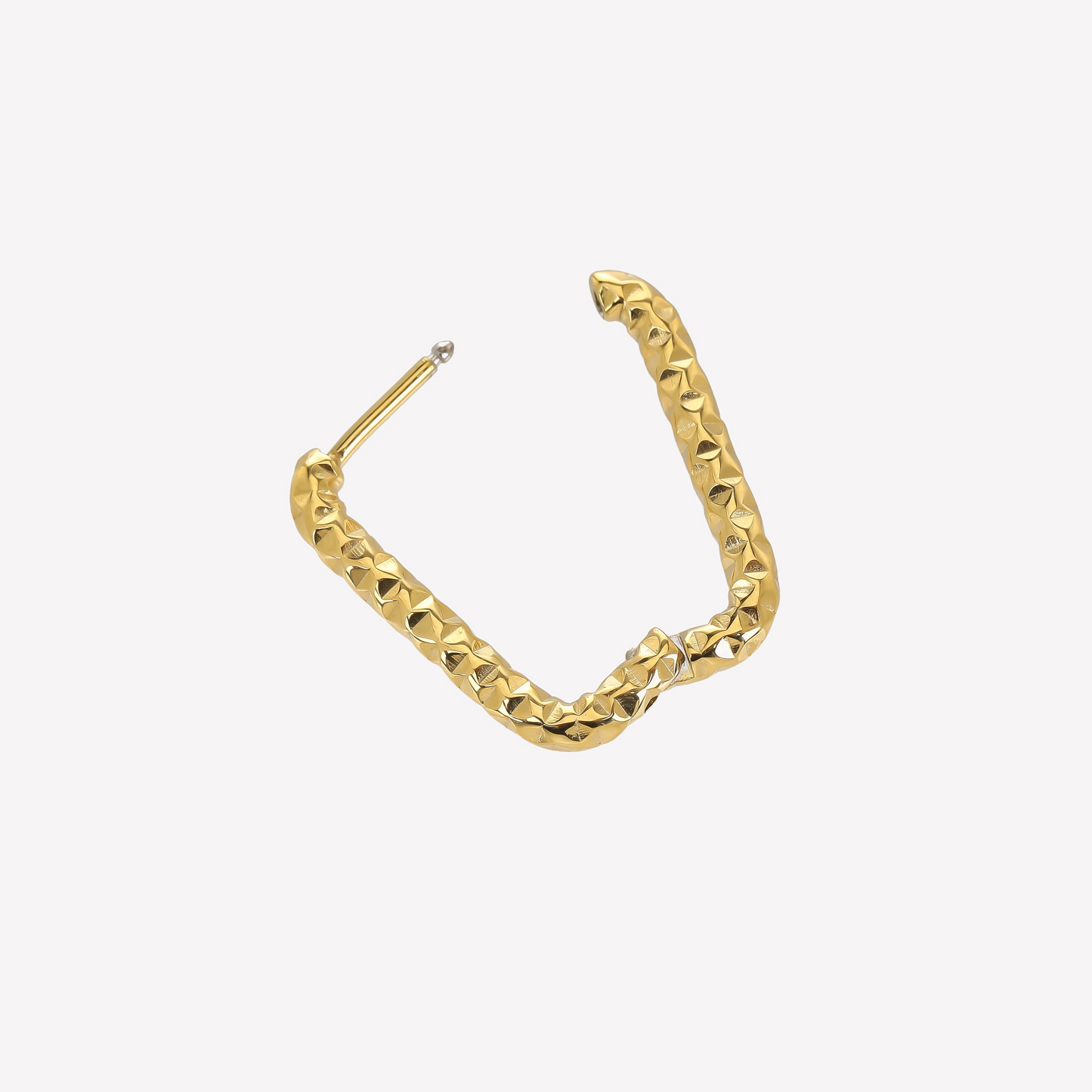 Pretty Golden Textured Rectangular Hoops