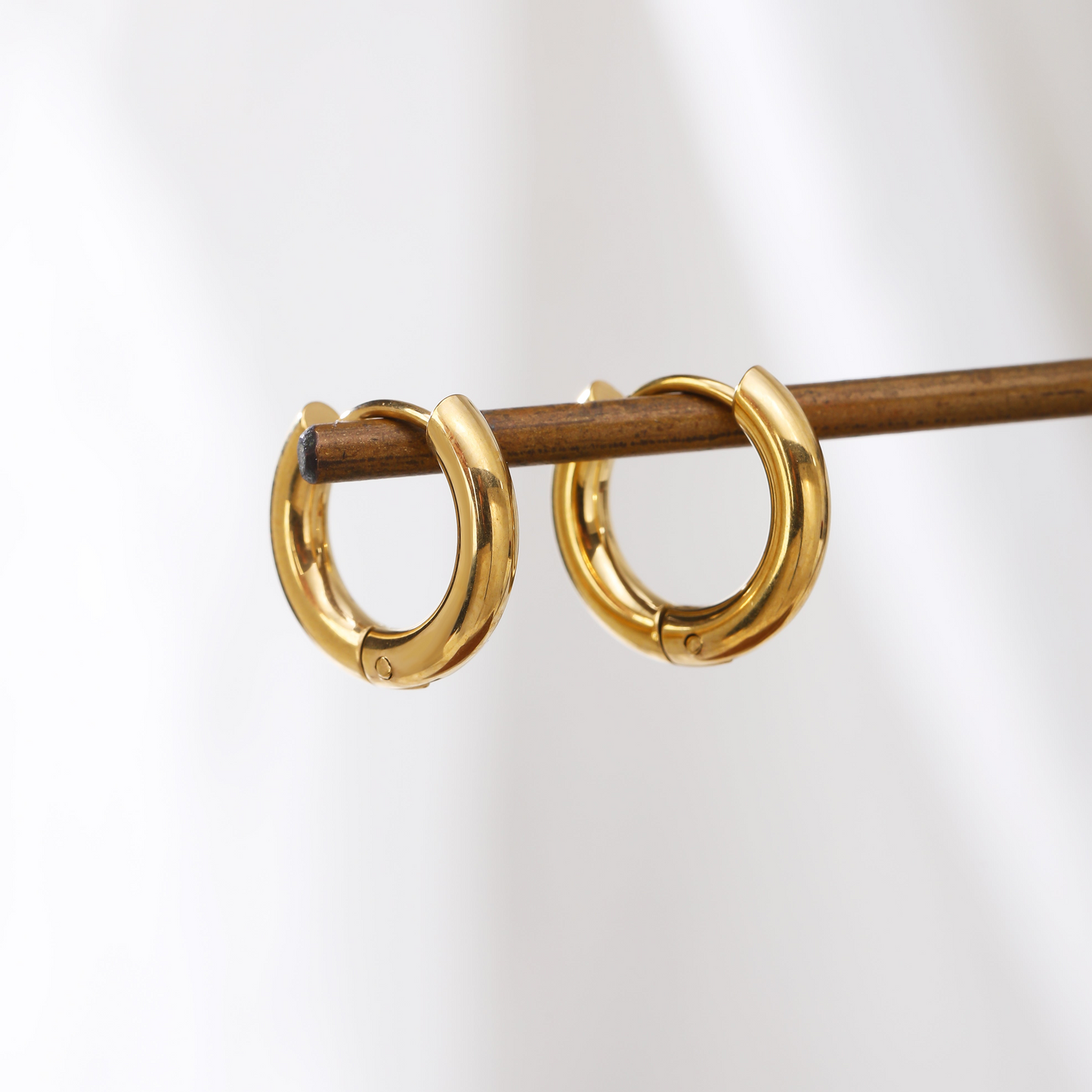 Golden Round Small Size Hoops Earrings