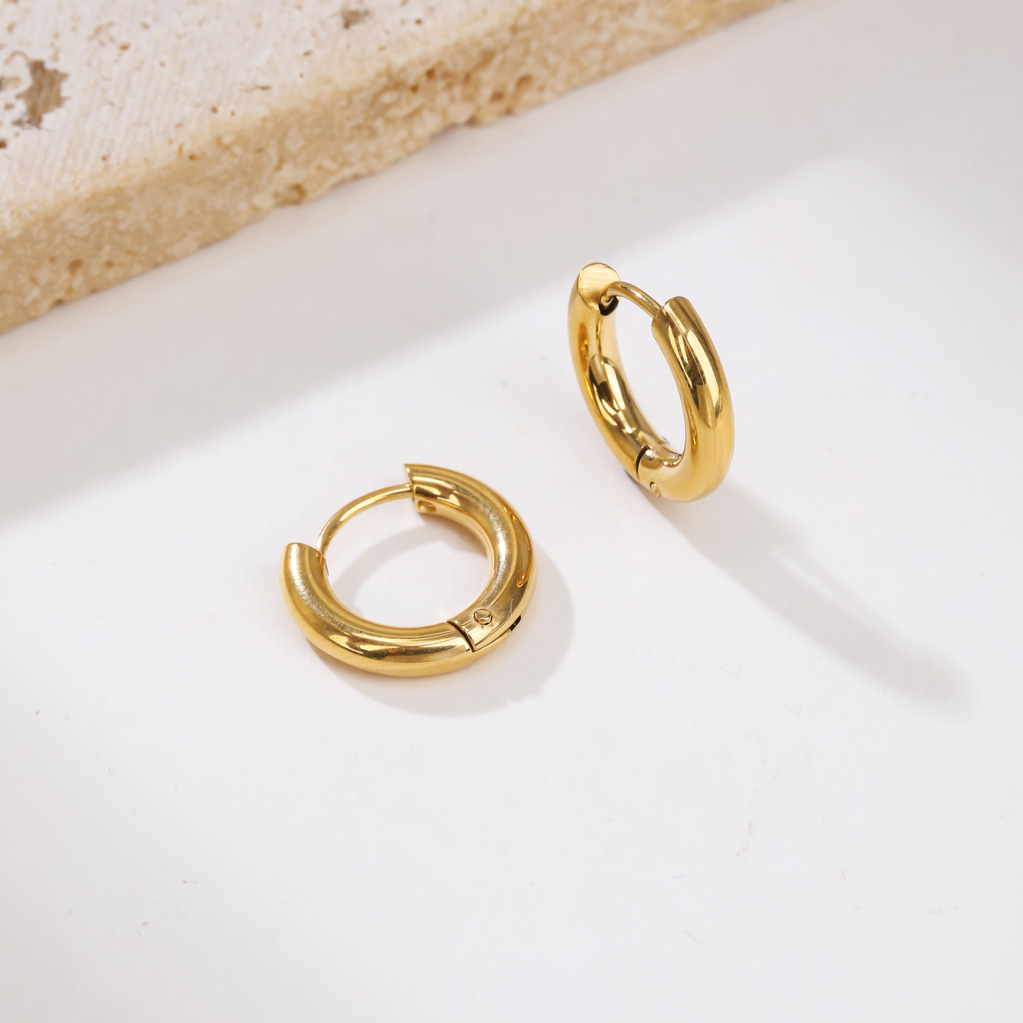 Golden Round Small Size Hoops Earrings