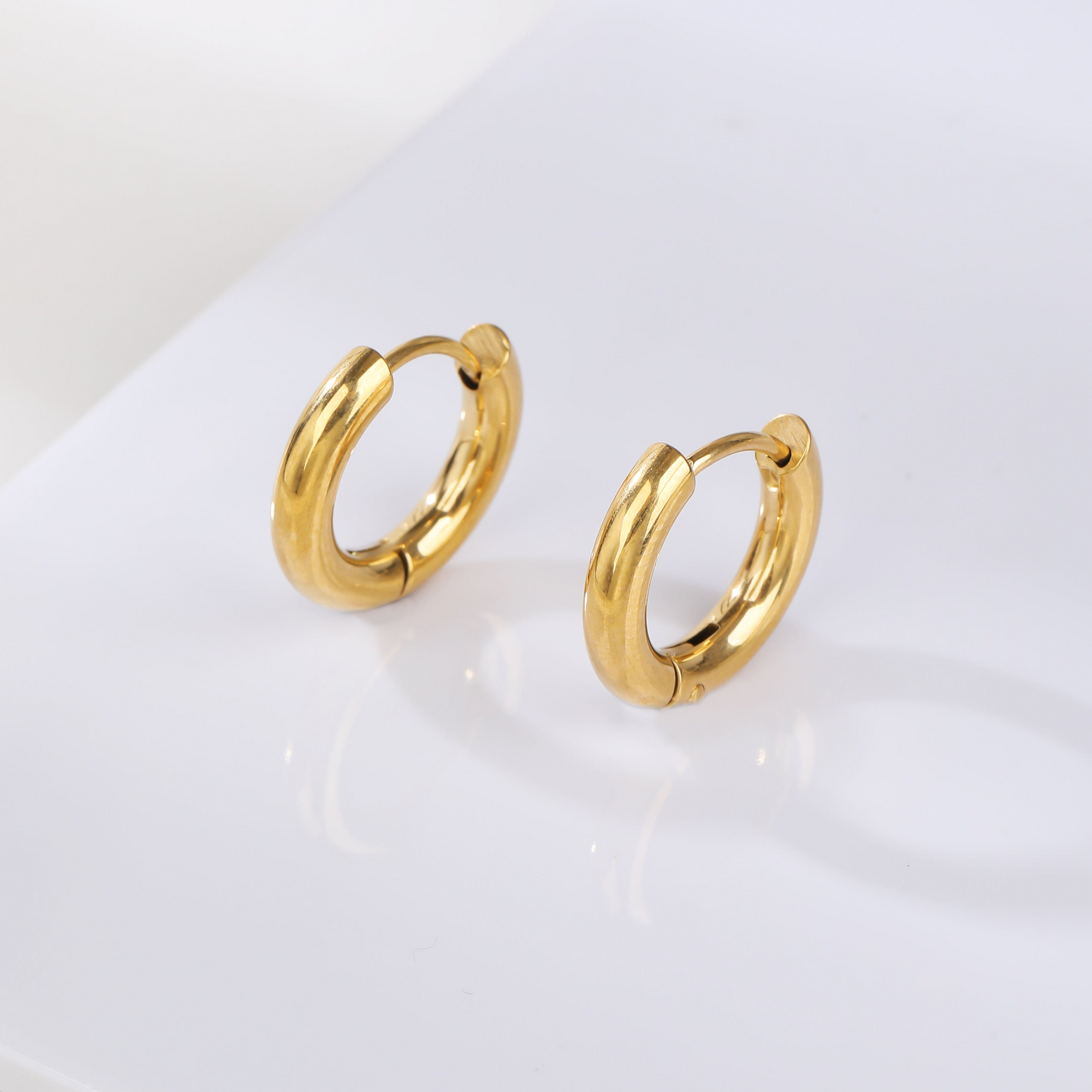 Golden Round Small Size Hoops Earrings