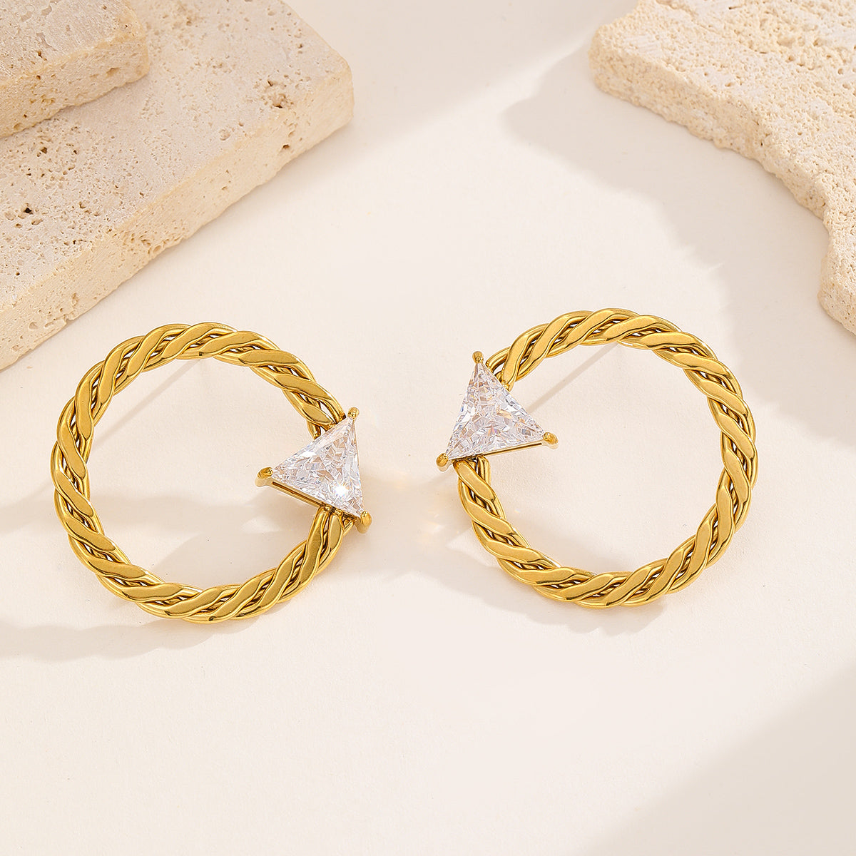 Braided Hoops With Shiny Diamond Earrings