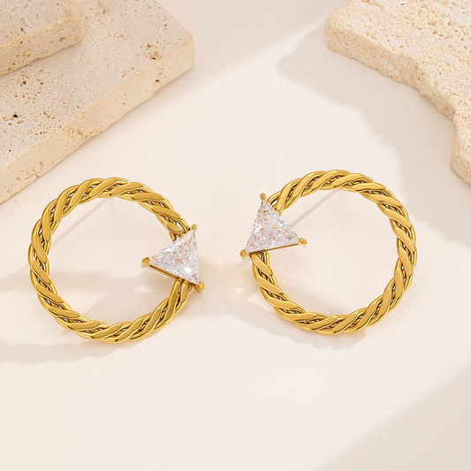 Braided Hoops With Shiny Diamond Earrings