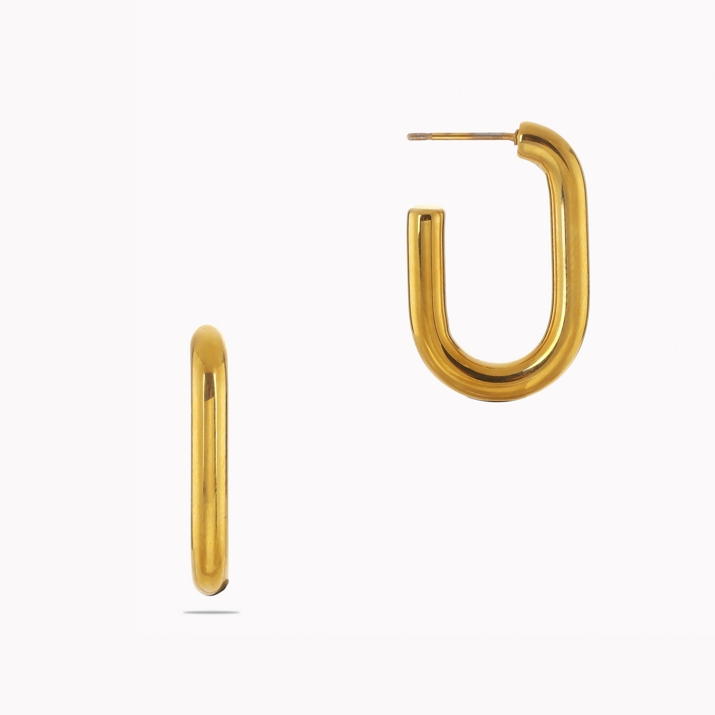 Thick Golden Hoops Open Rectangular Shape