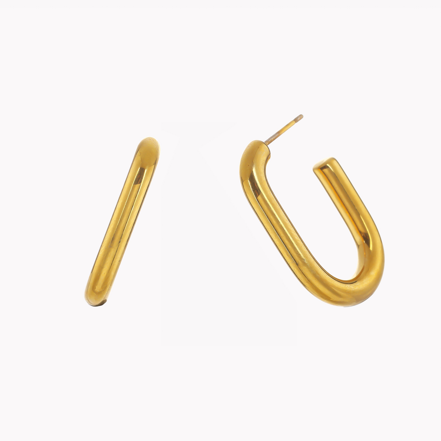 Thick Golden Hoops Open Rectangular Shape