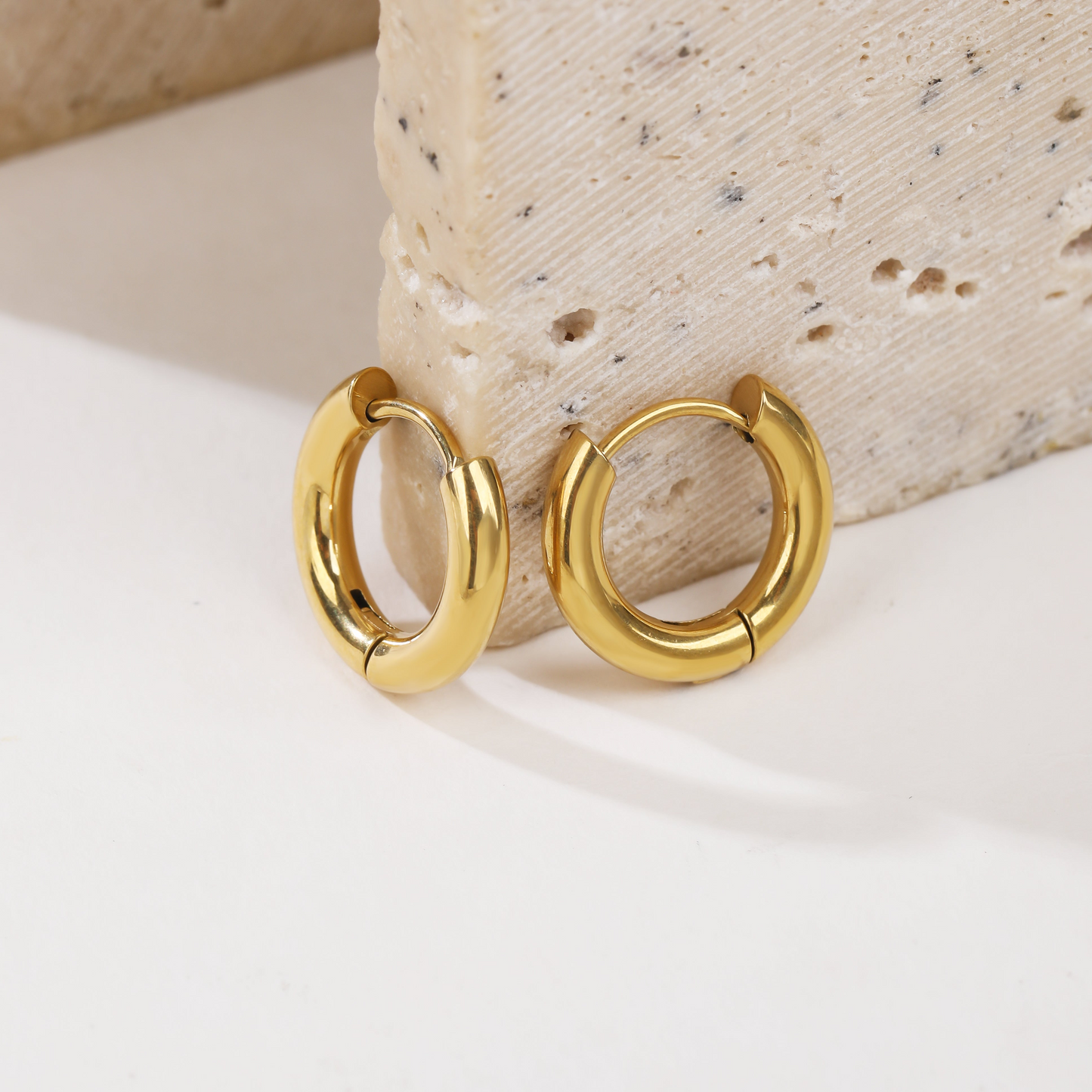 Golden Round Small Size Hoops Earrings