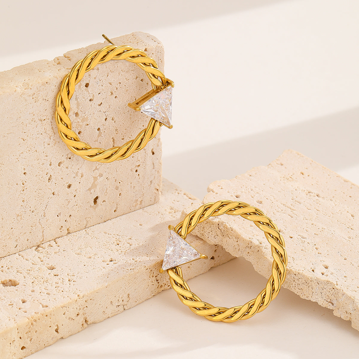 Braided Hoops With Shiny Diamond Earrings