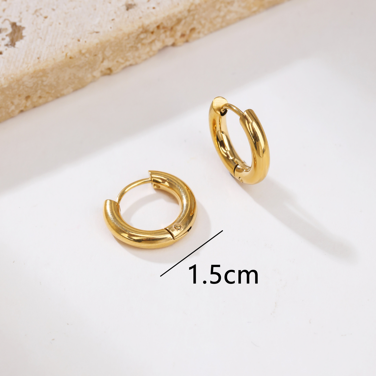 Golden Round Small Size Hoops Earrings