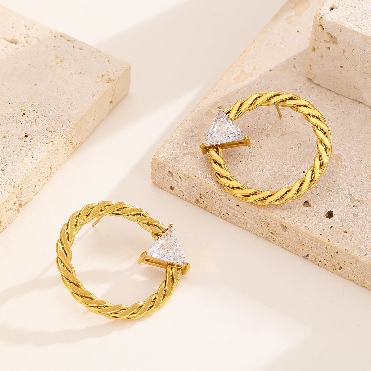 Braided Hoops With Shiny Diamond Earrings