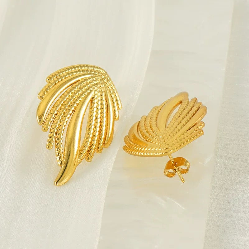 Sculpted Leaf Stud Earrings