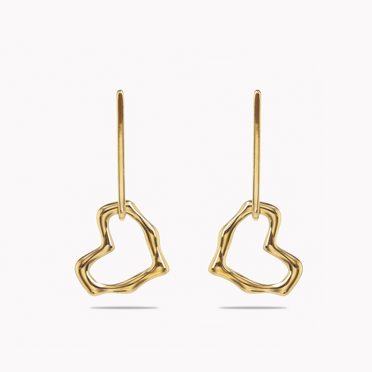 Wavy Drop Heart Earrings