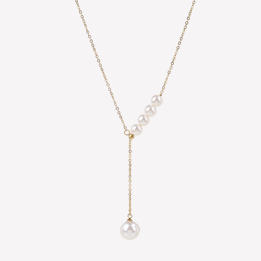 Elegant Pearl-Drop Necklace with Chain