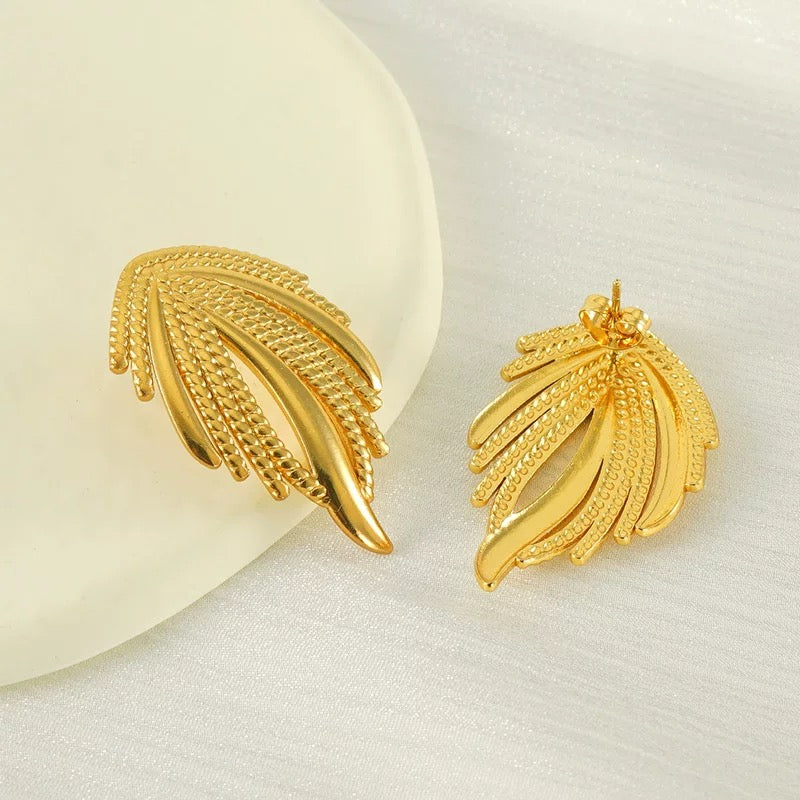 Sculpted Leaf Stud Earrings