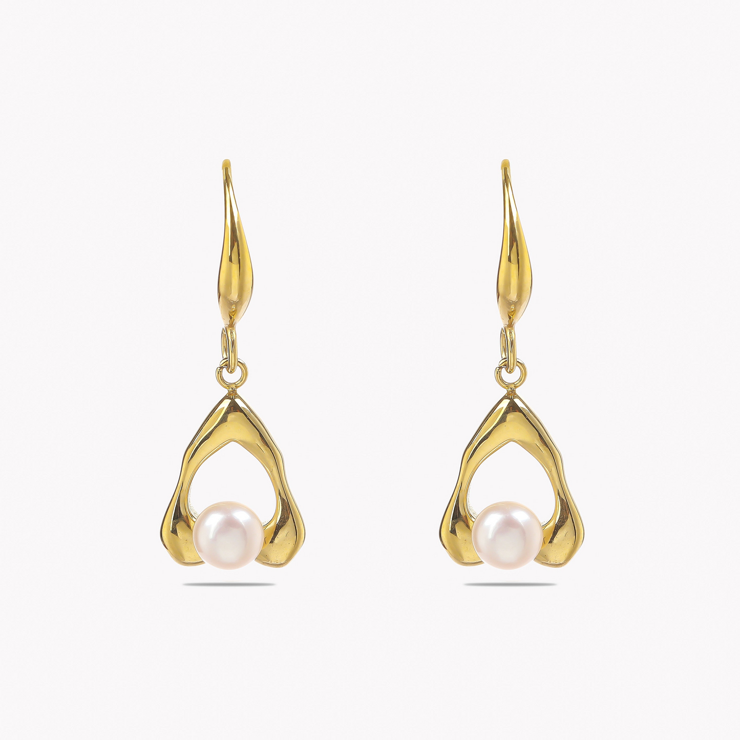 Teardrop Pearl Hoops Earrings