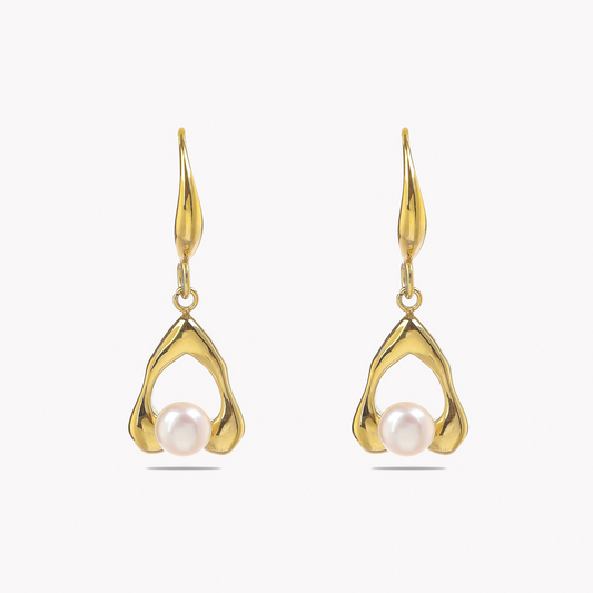 Teardrop Pearl Hoops Earrings