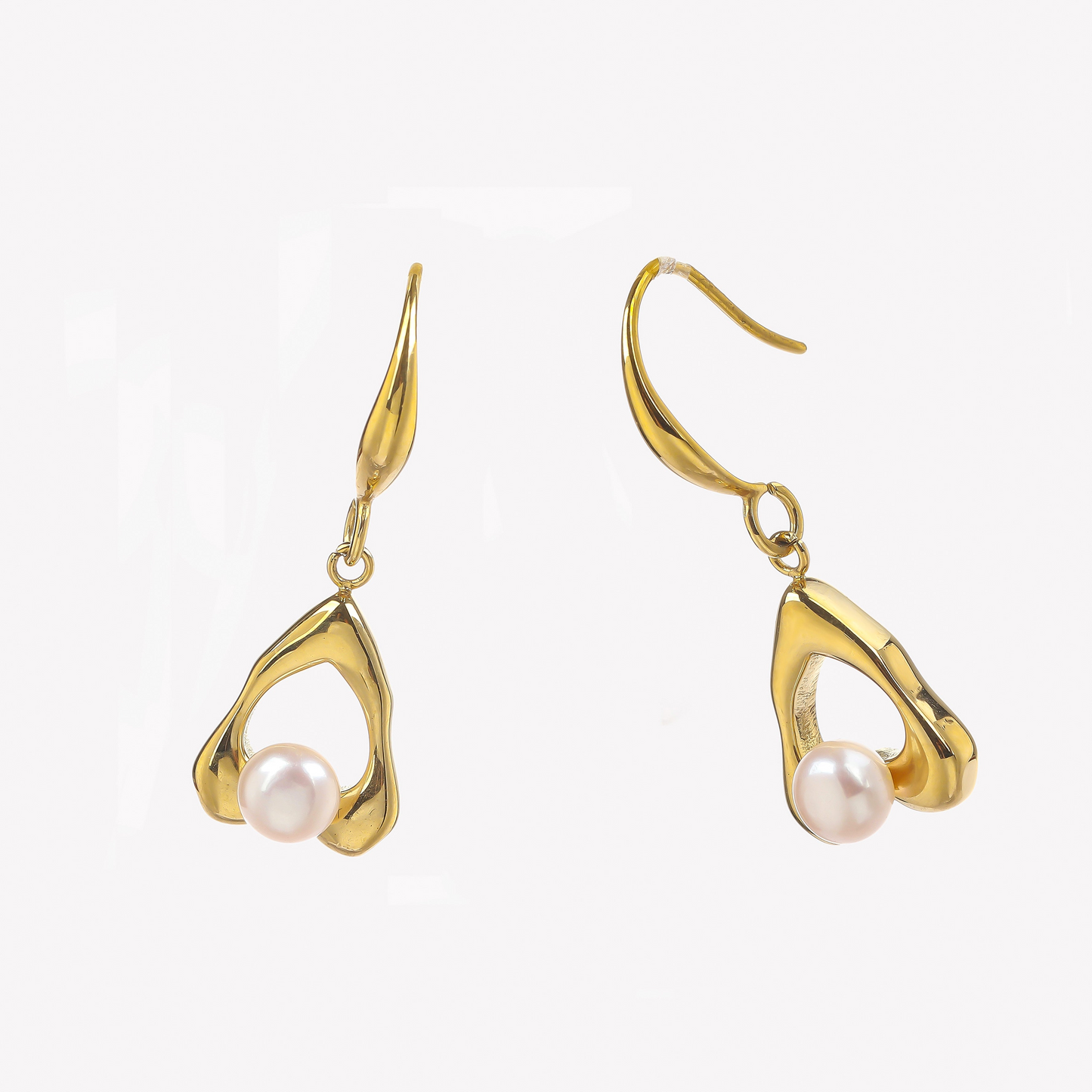 Teardrop Pearl Hoops Earrings