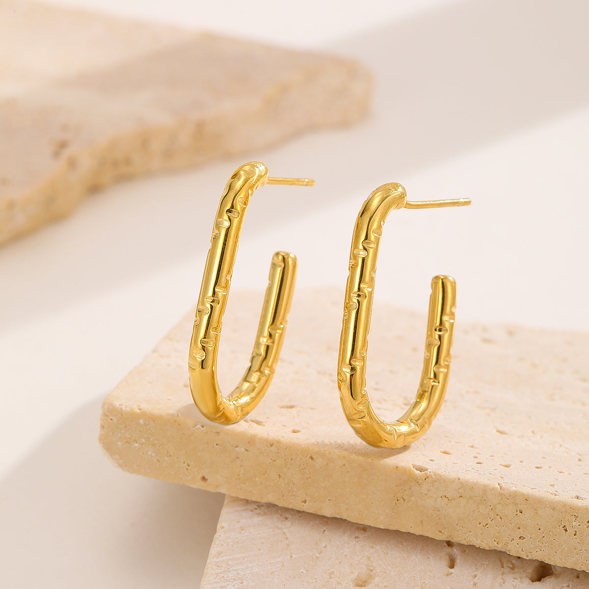 Pretty Golden Textured Open Hoops