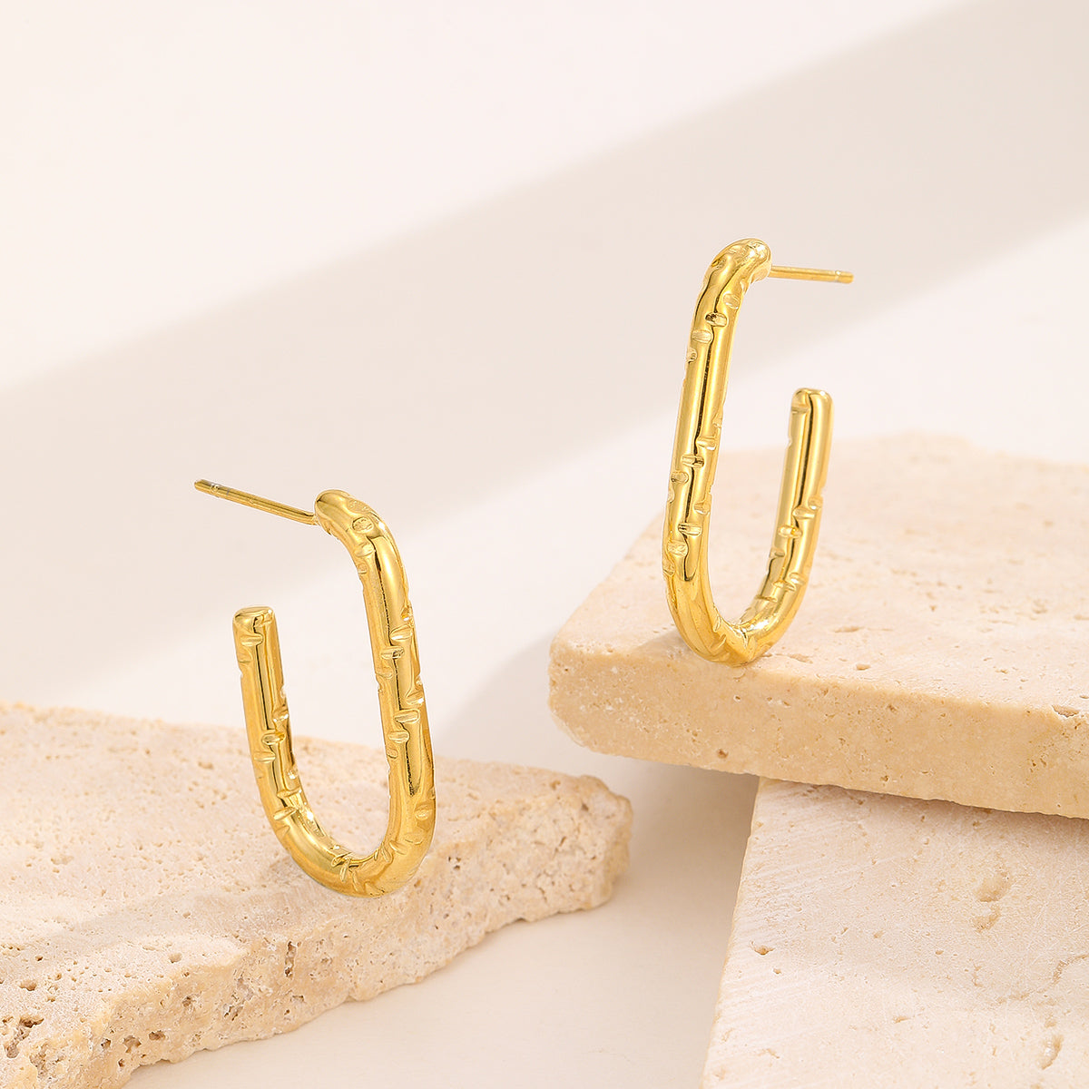 Pretty Golden Textured Open Hoops