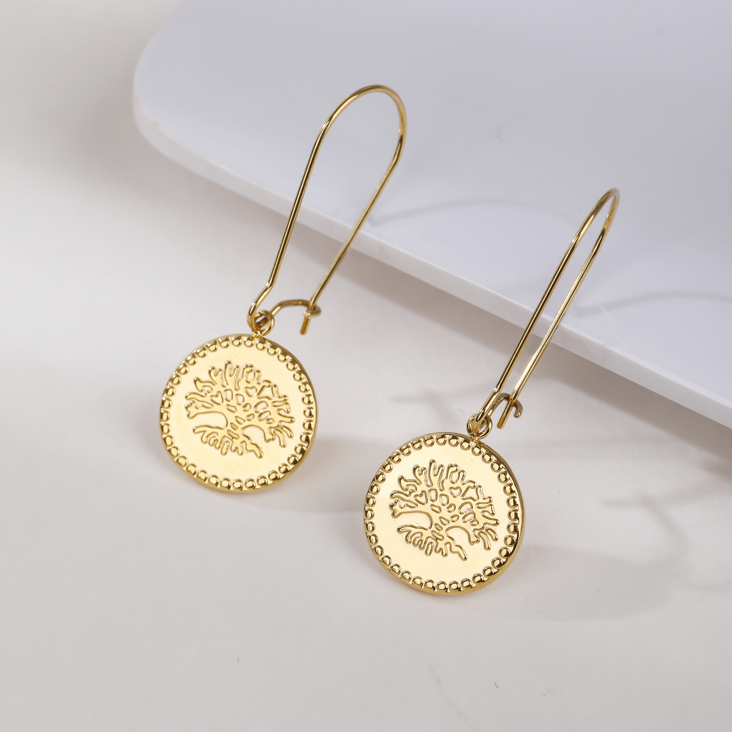 Engraved Tree Of life Drop Earrings