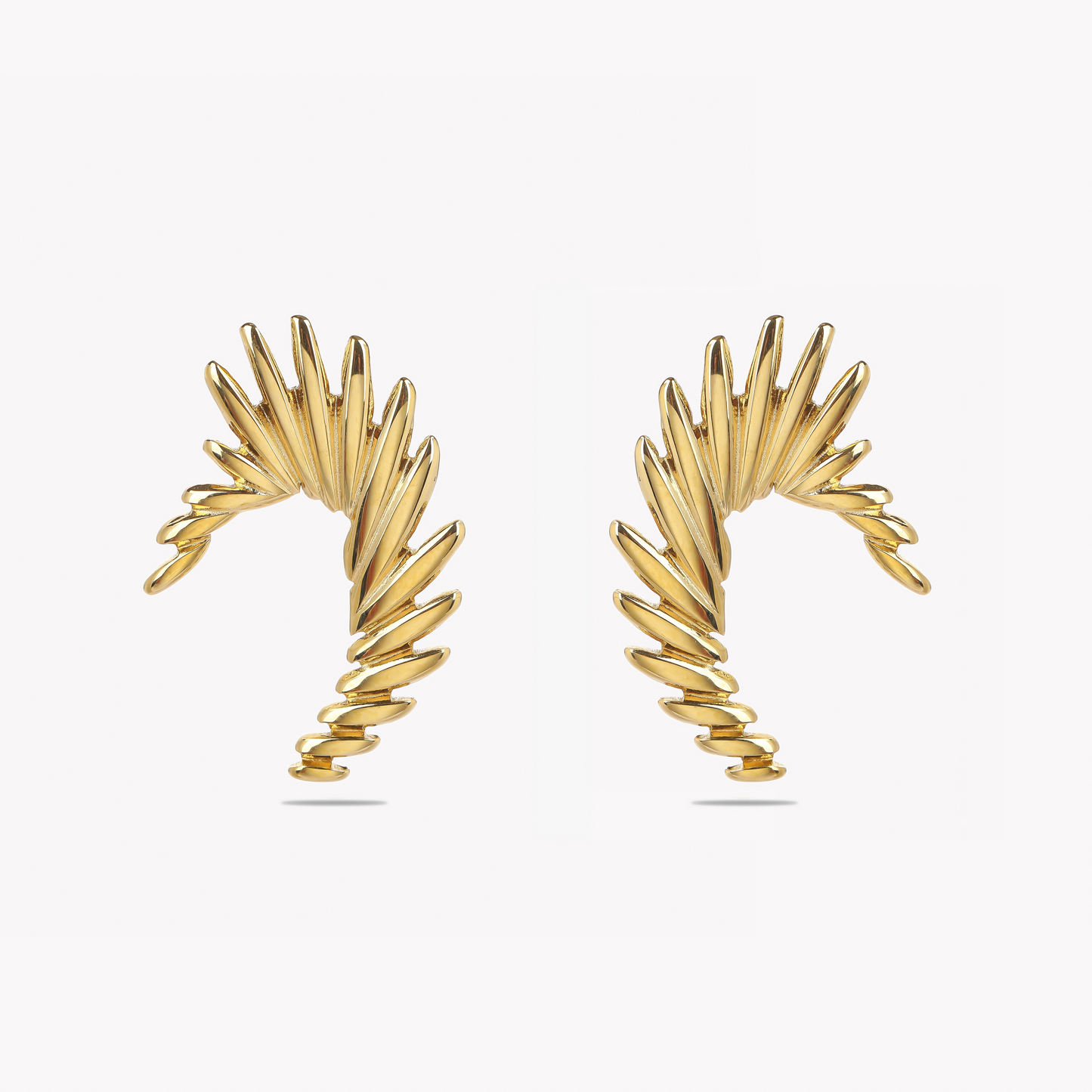 Golden Feather Studs Earrings