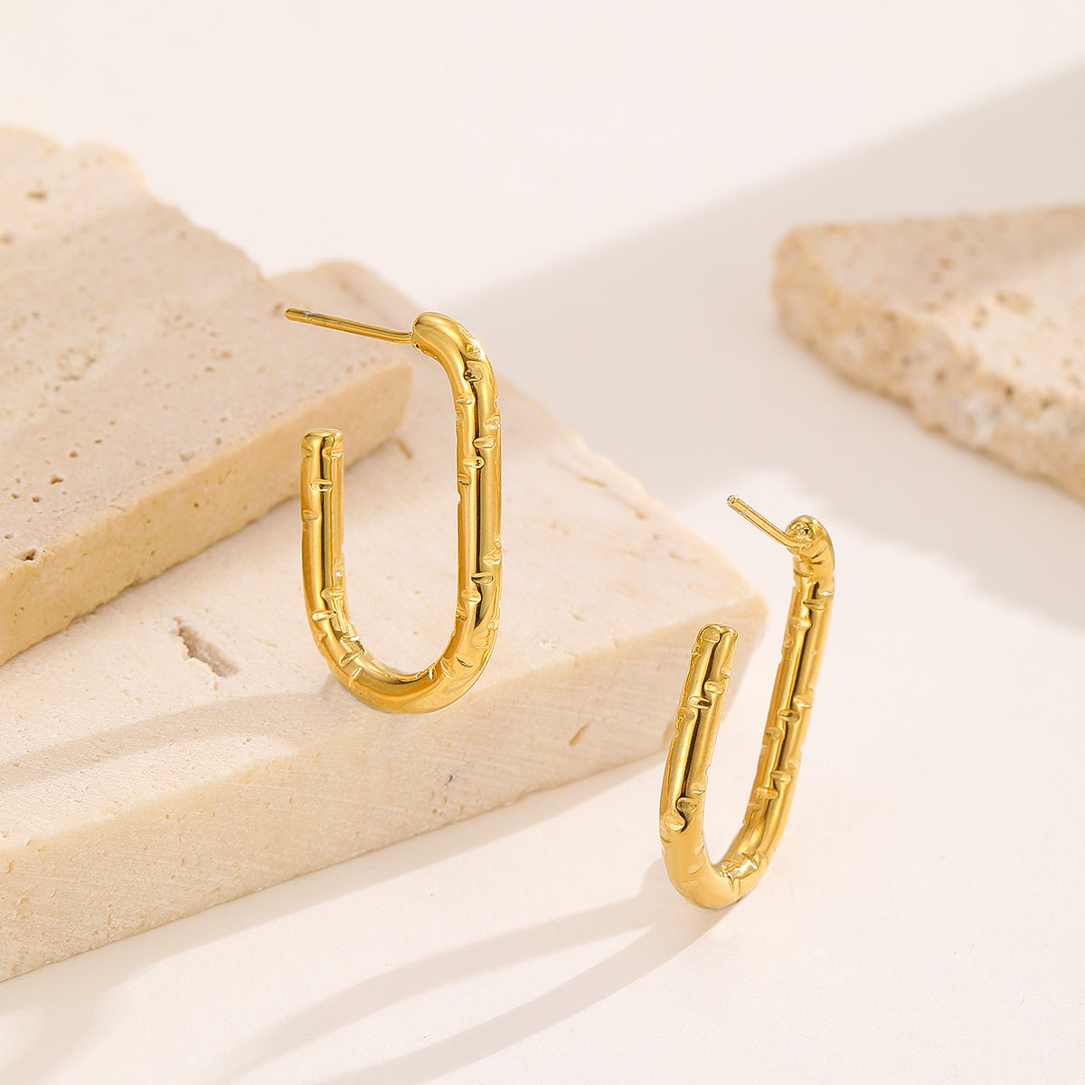 Pretty Golden Textured Open Hoops