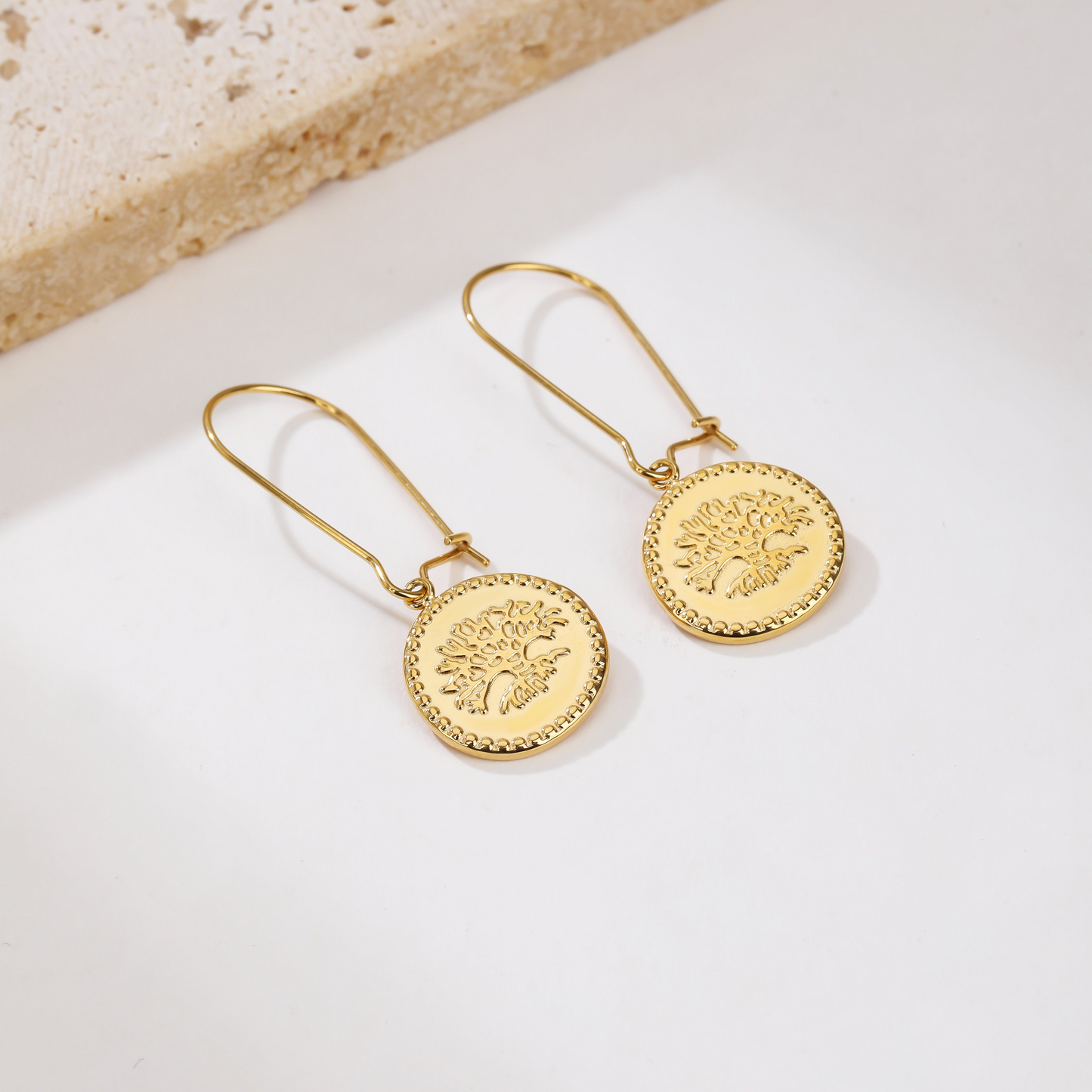 Engraved Tree Of life Drop Earrings