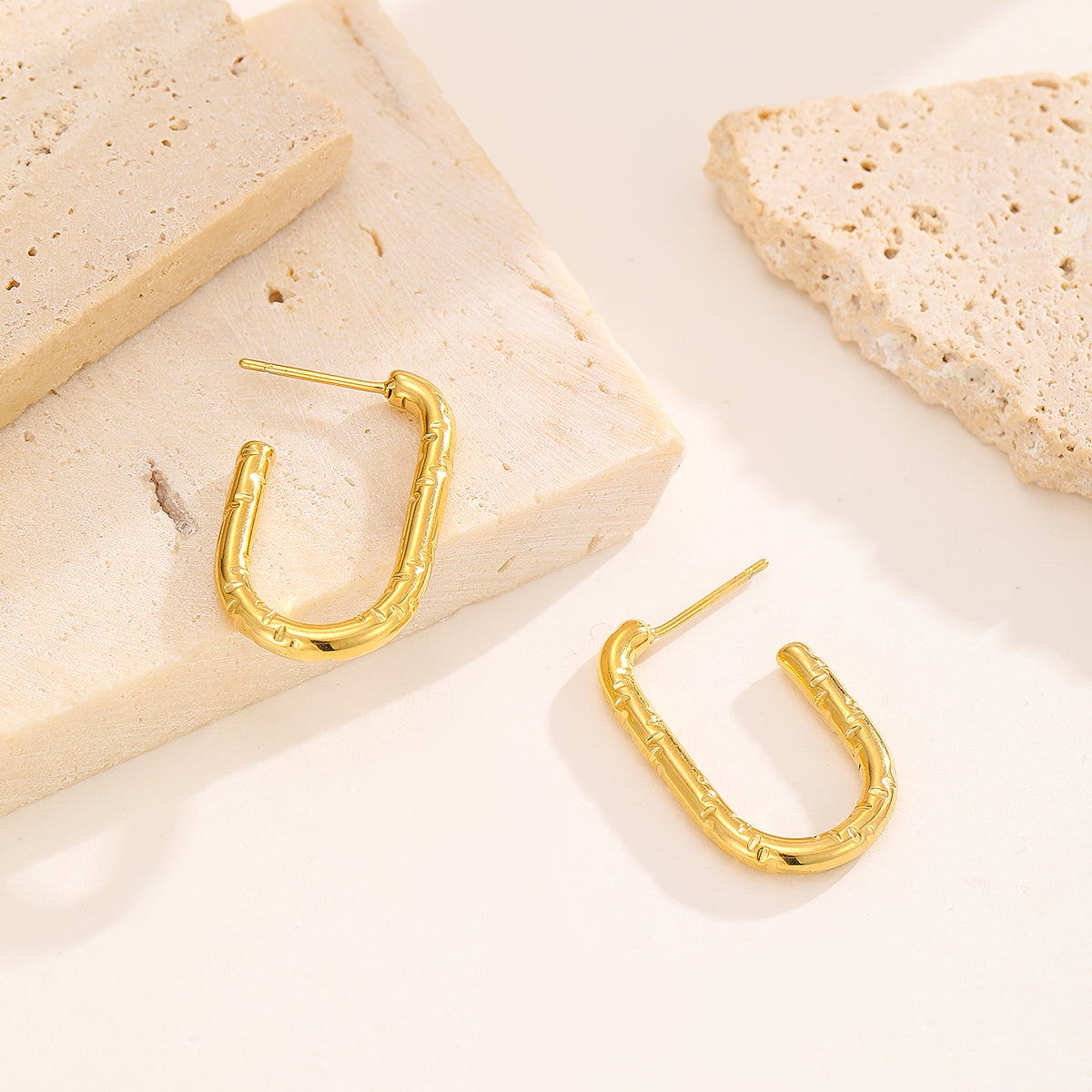 Pretty Golden Textured Open Hoops