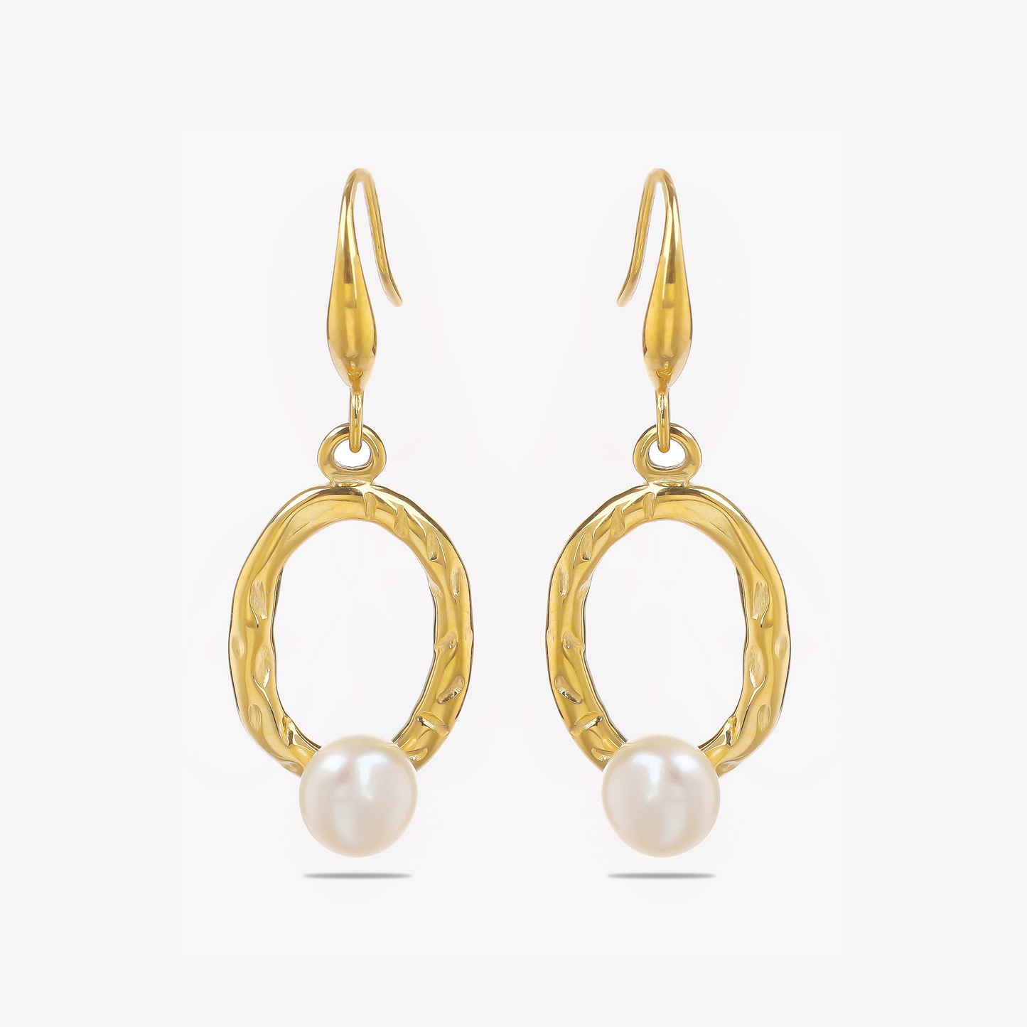 Golden Textured Dropping Pearl Earring