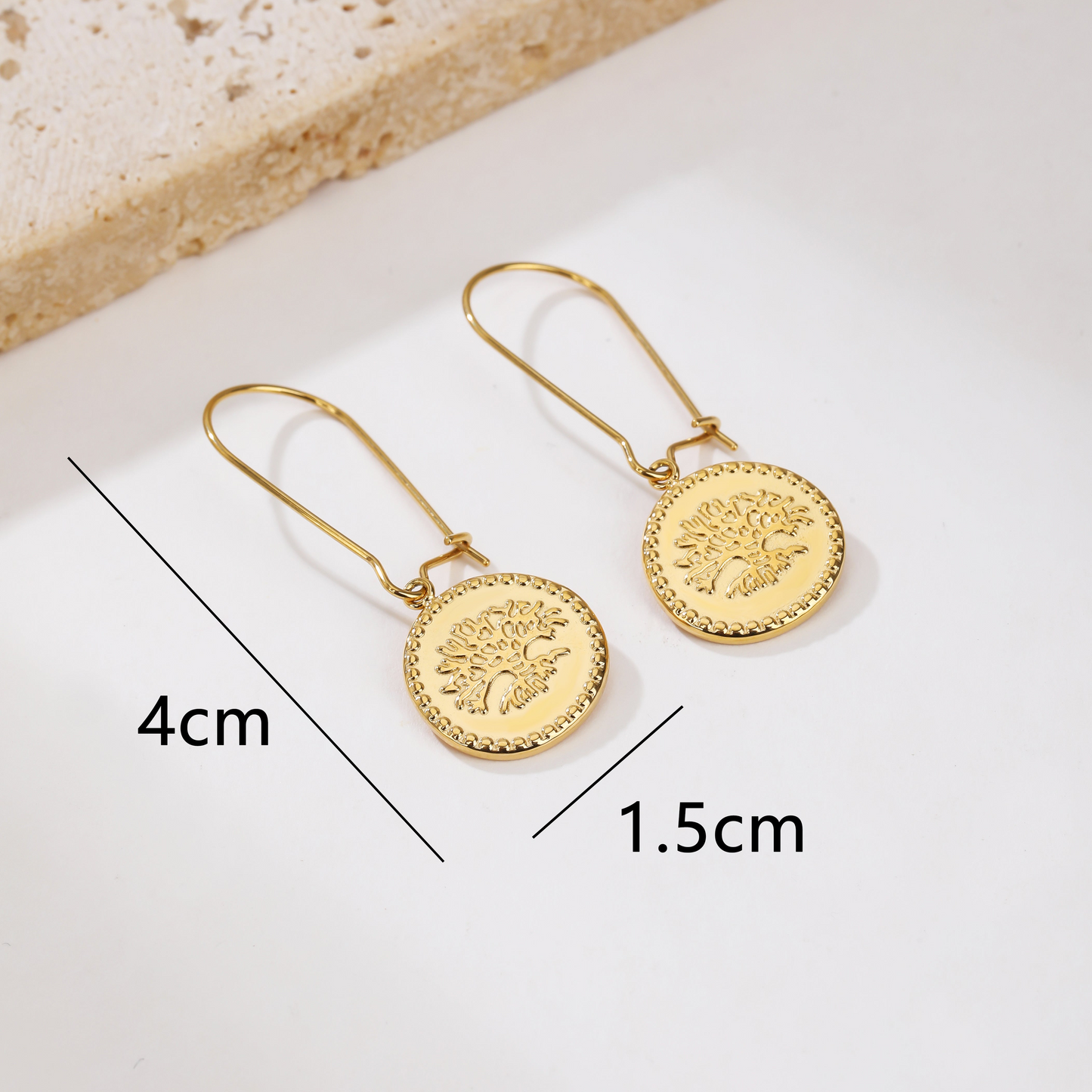 Engraved Tree Of life Drop Earrings