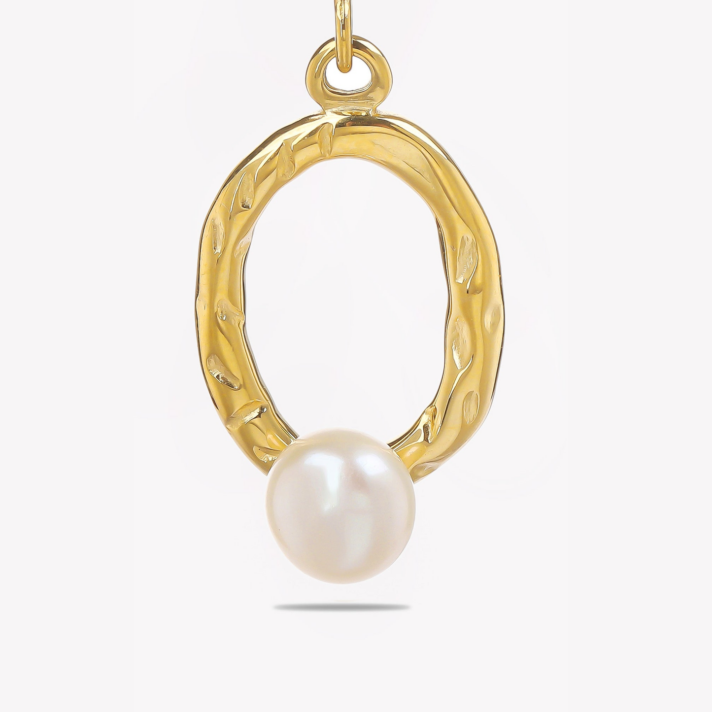 Golden Textured Dropping Pearl Earring