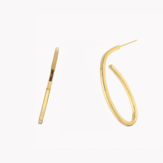 Minimalist Oval Hoops Earrings