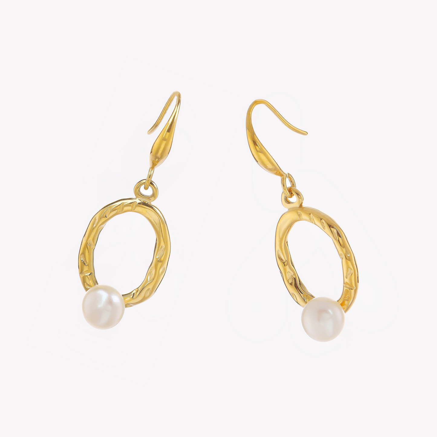 Golden Textured Dropping Pearl Earring