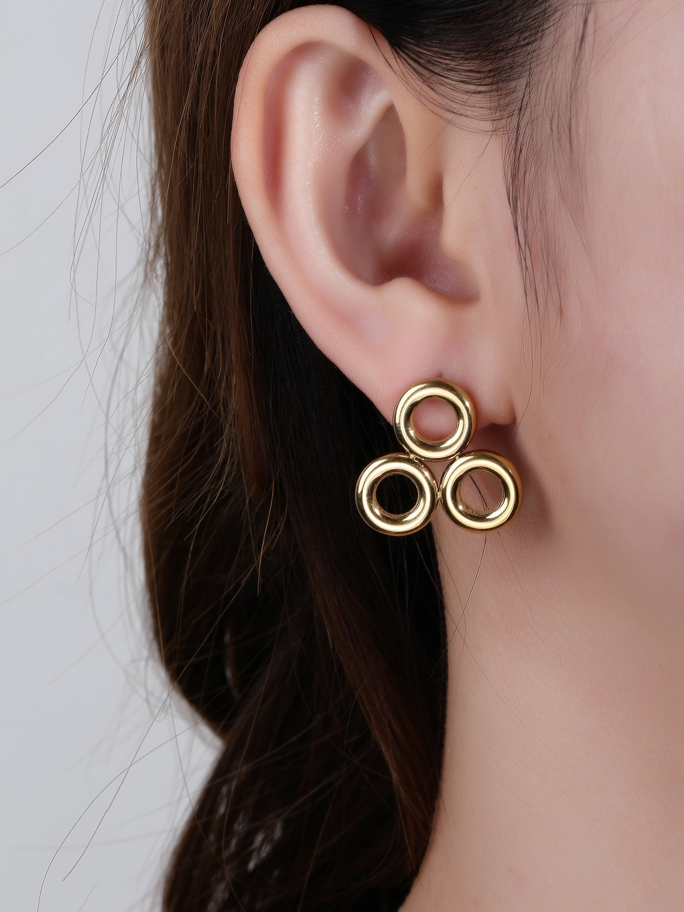 Three Linked Circles Studs Earrings