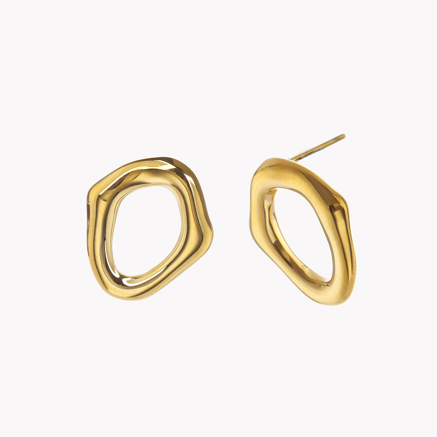 Irregular Oval Wavy Studs Earrings