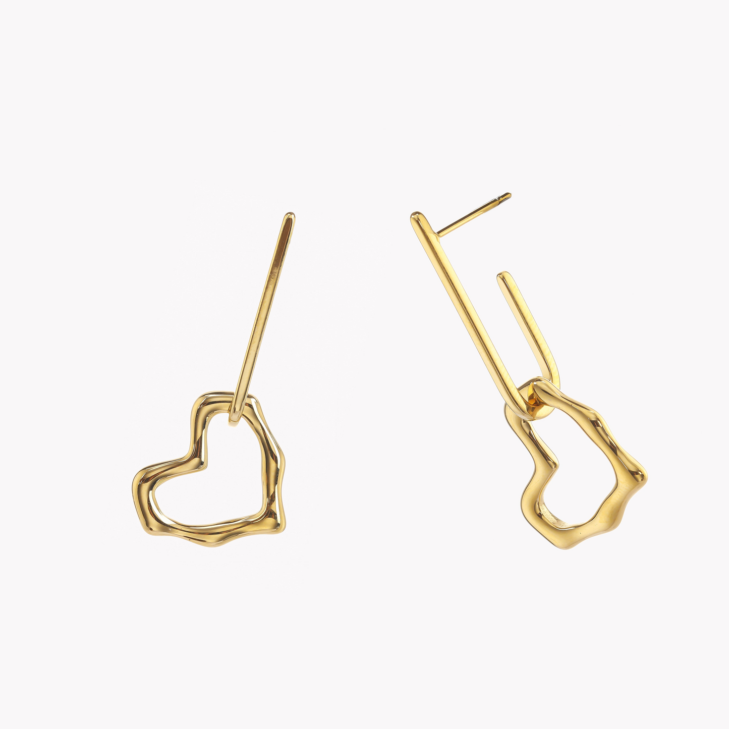 Wavy Drop Heart Earrings