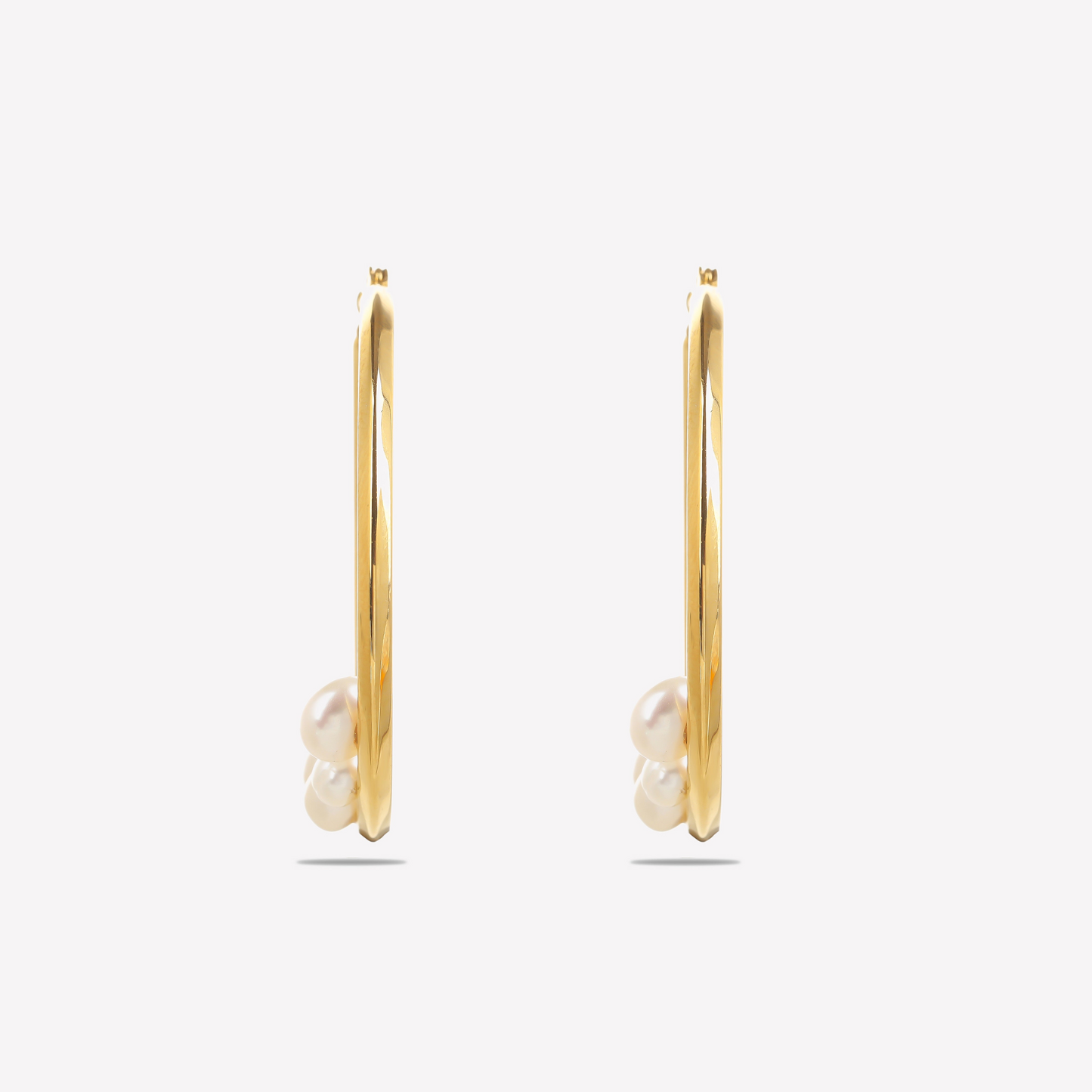Hoops Earring With Floating Pearls