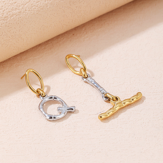 Town Tone Initial Letters Earrings