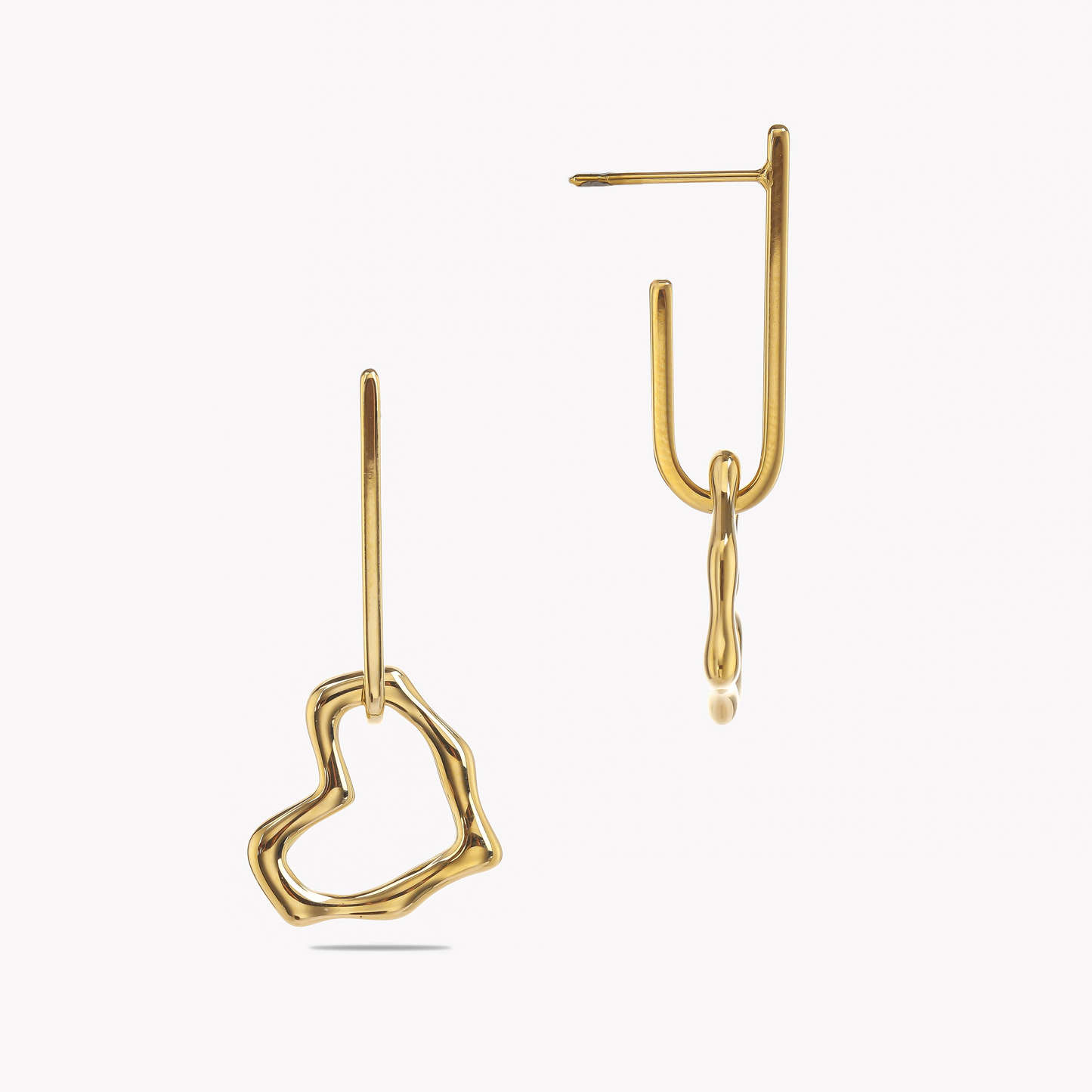 Wavy Drop Heart Earrings