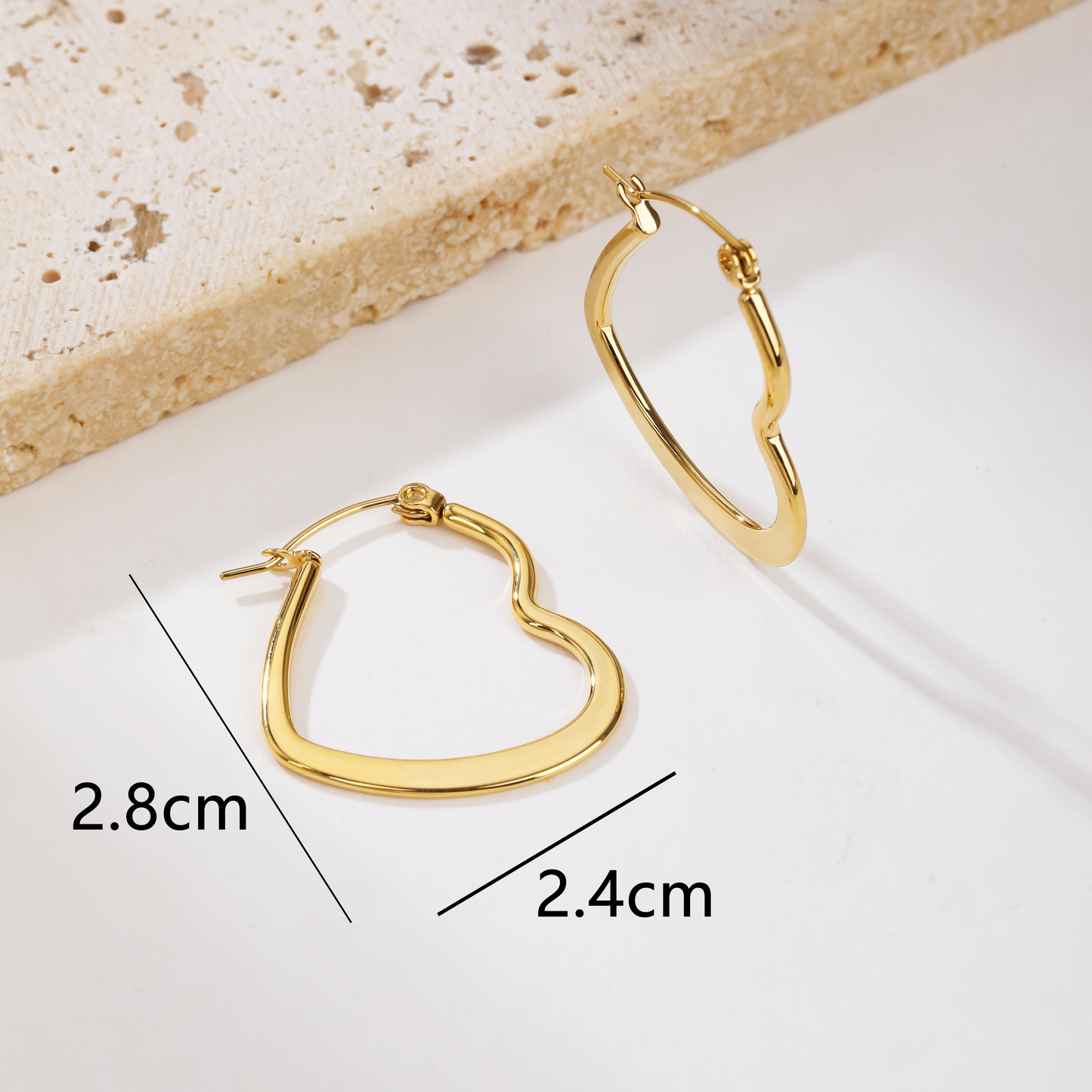 Golden and Silver Flat Heart Hoops Earrings